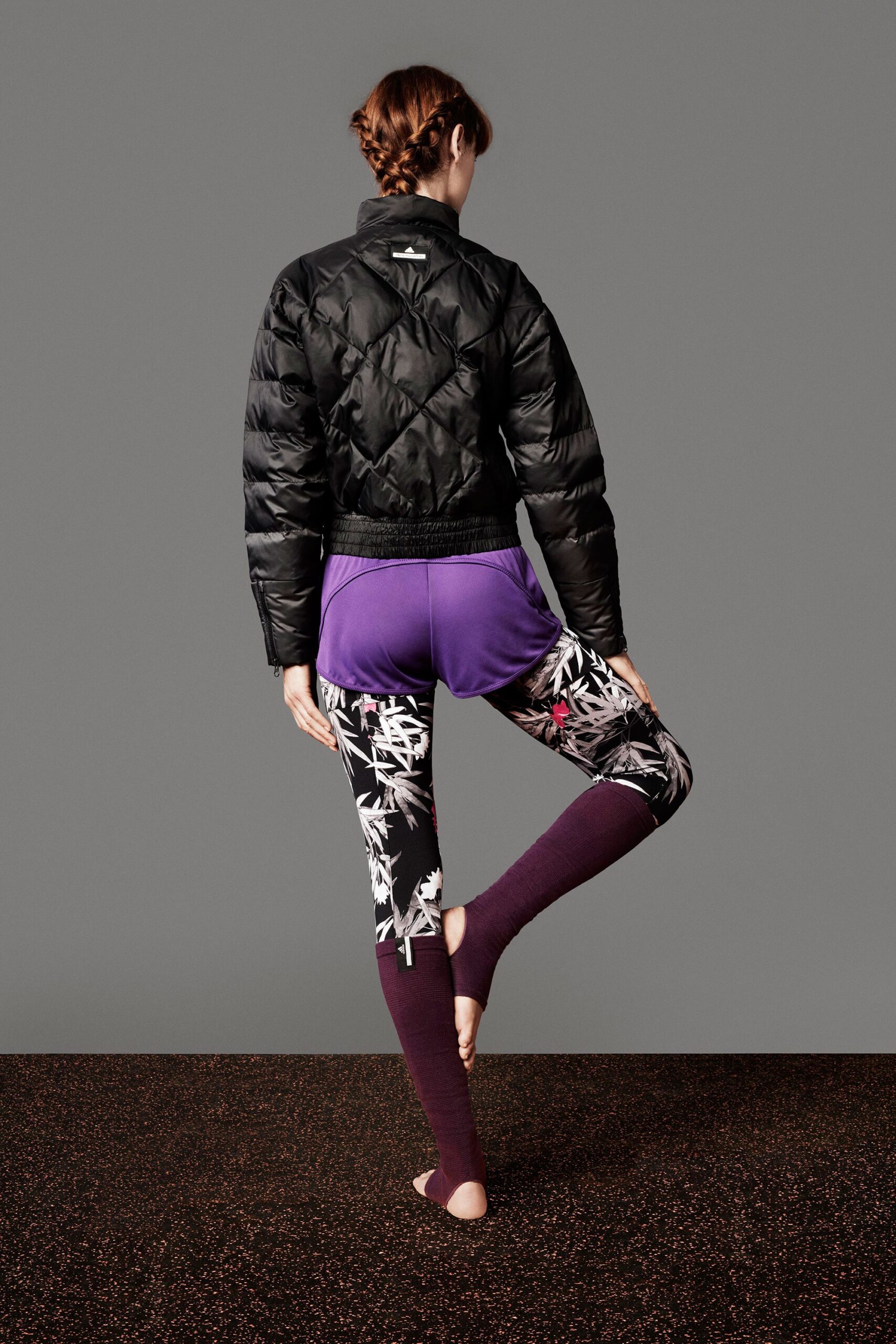 black jersey long-sleeve collared fitted quilted jacket