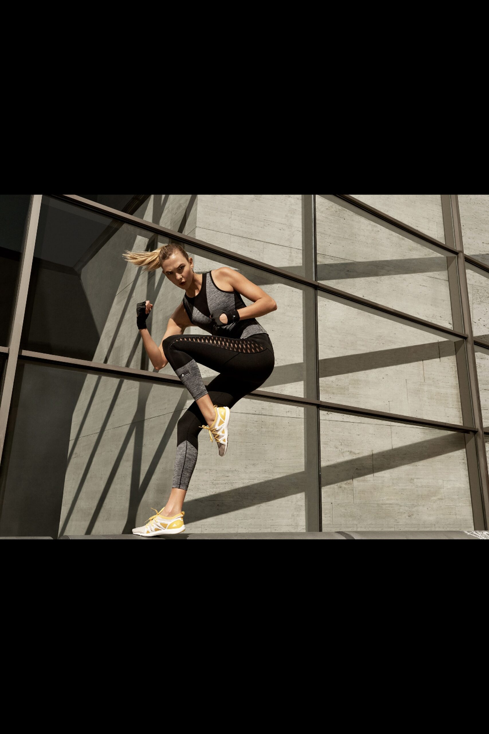black fitted top with leggings