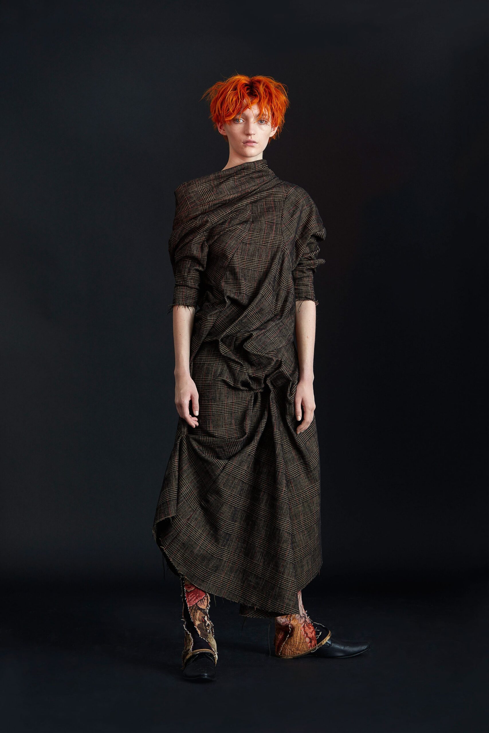 brown relaxed off-shoulder dress