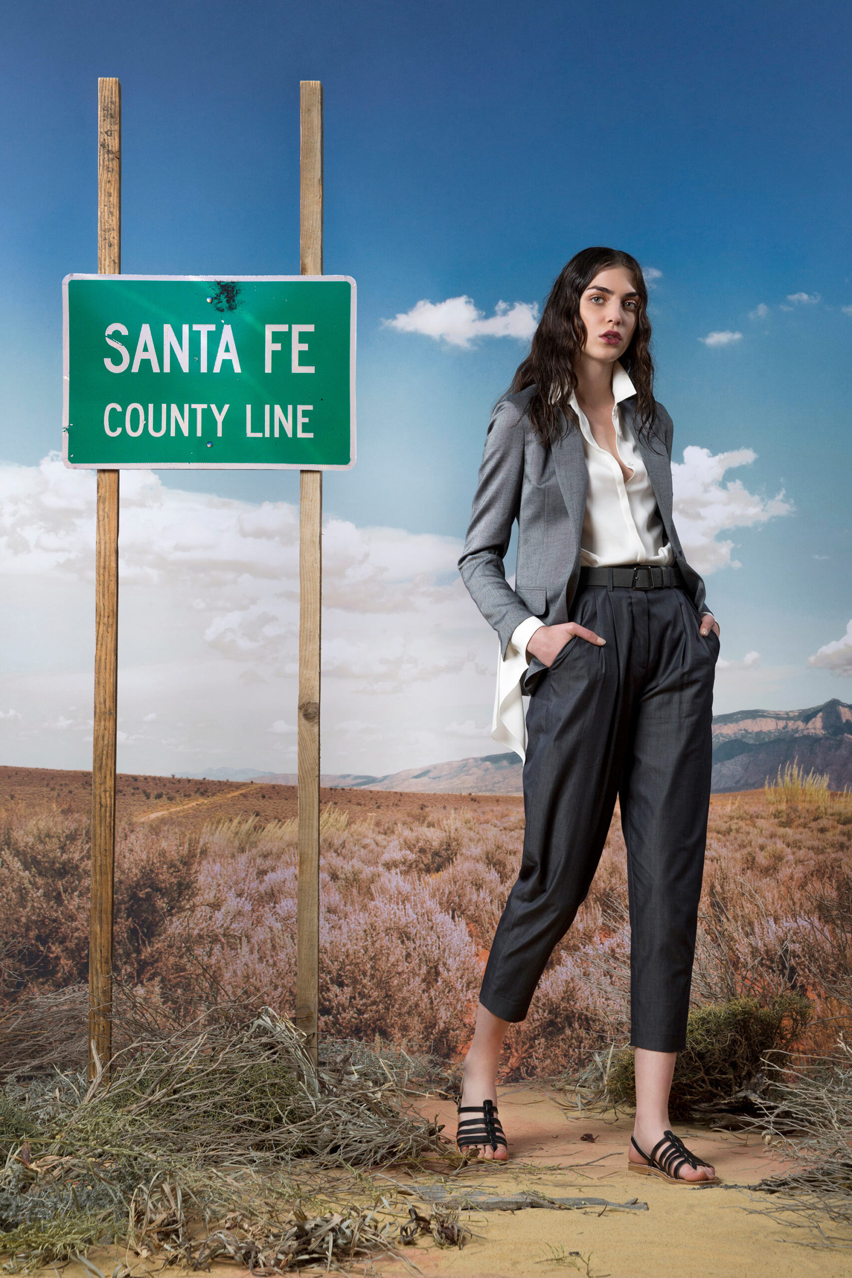 gray tailored suit with white shirt