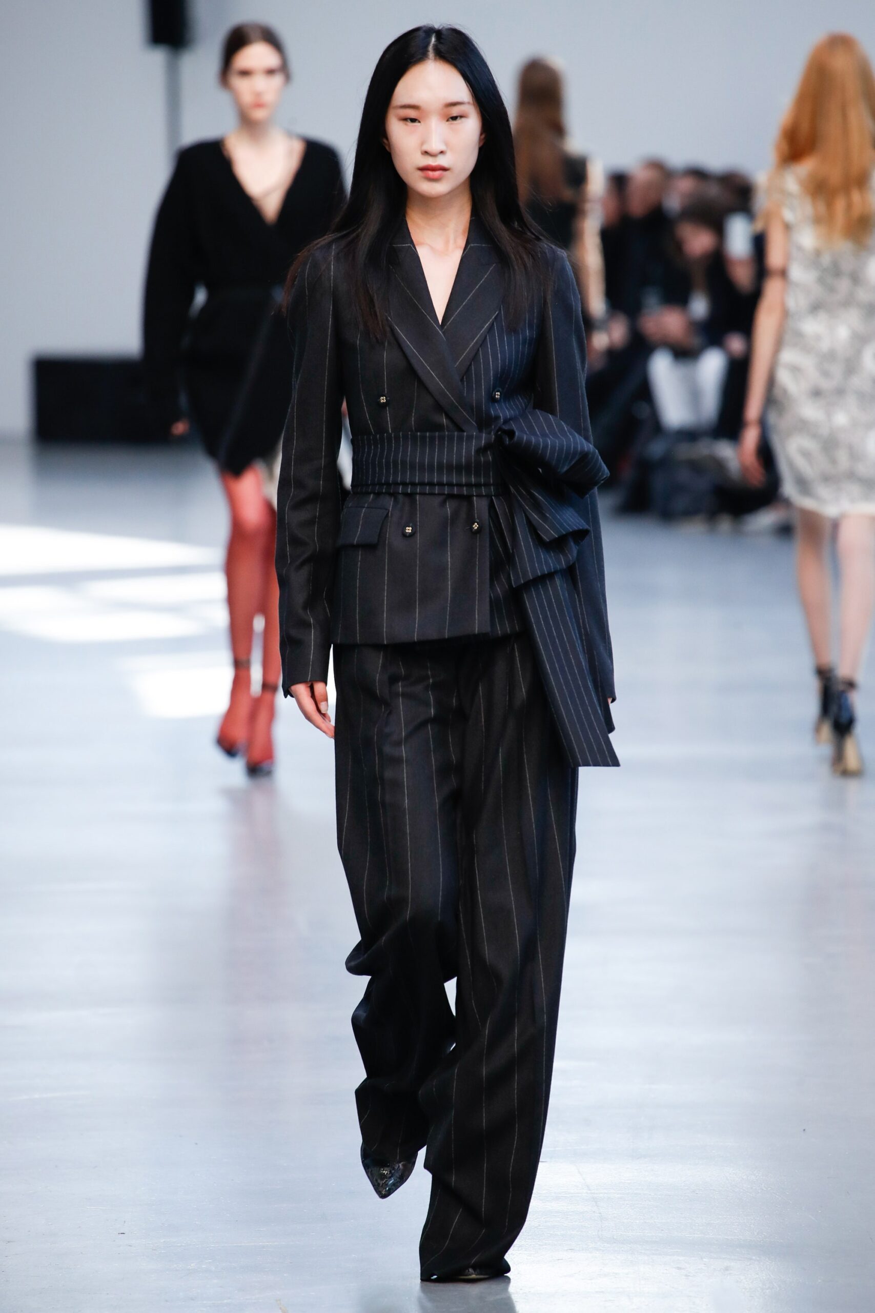 black gray striped tailored suit