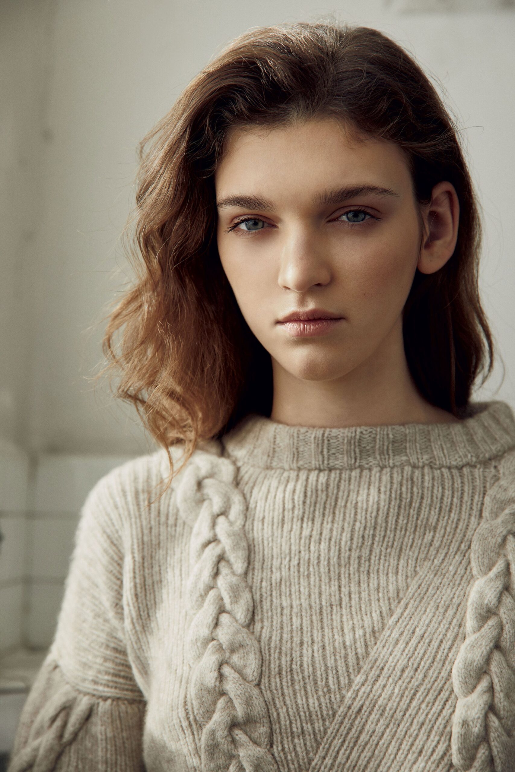 beige relaxed knit sweater