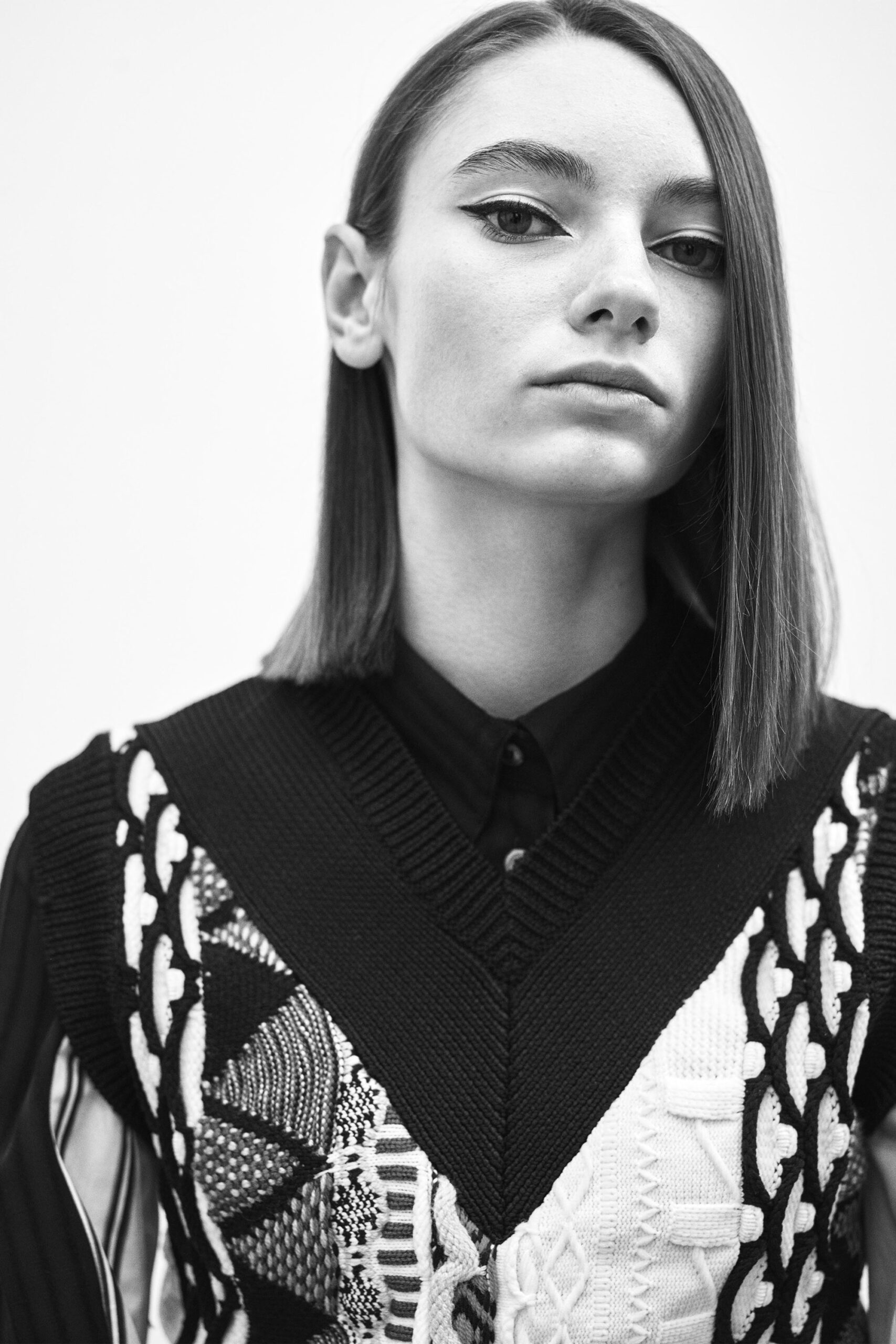 black and white embroidered sweater