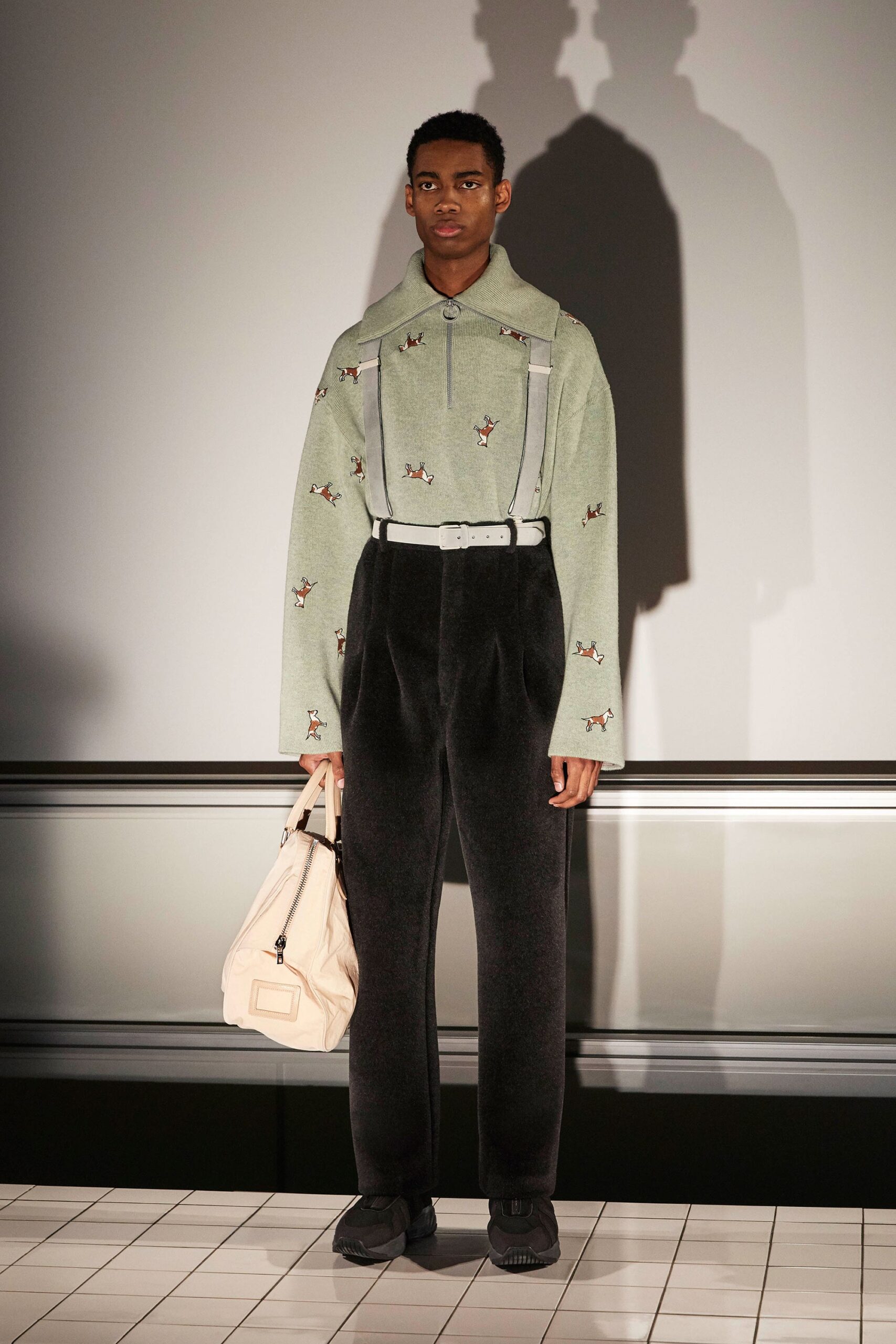 green relaxed shirt with black pants