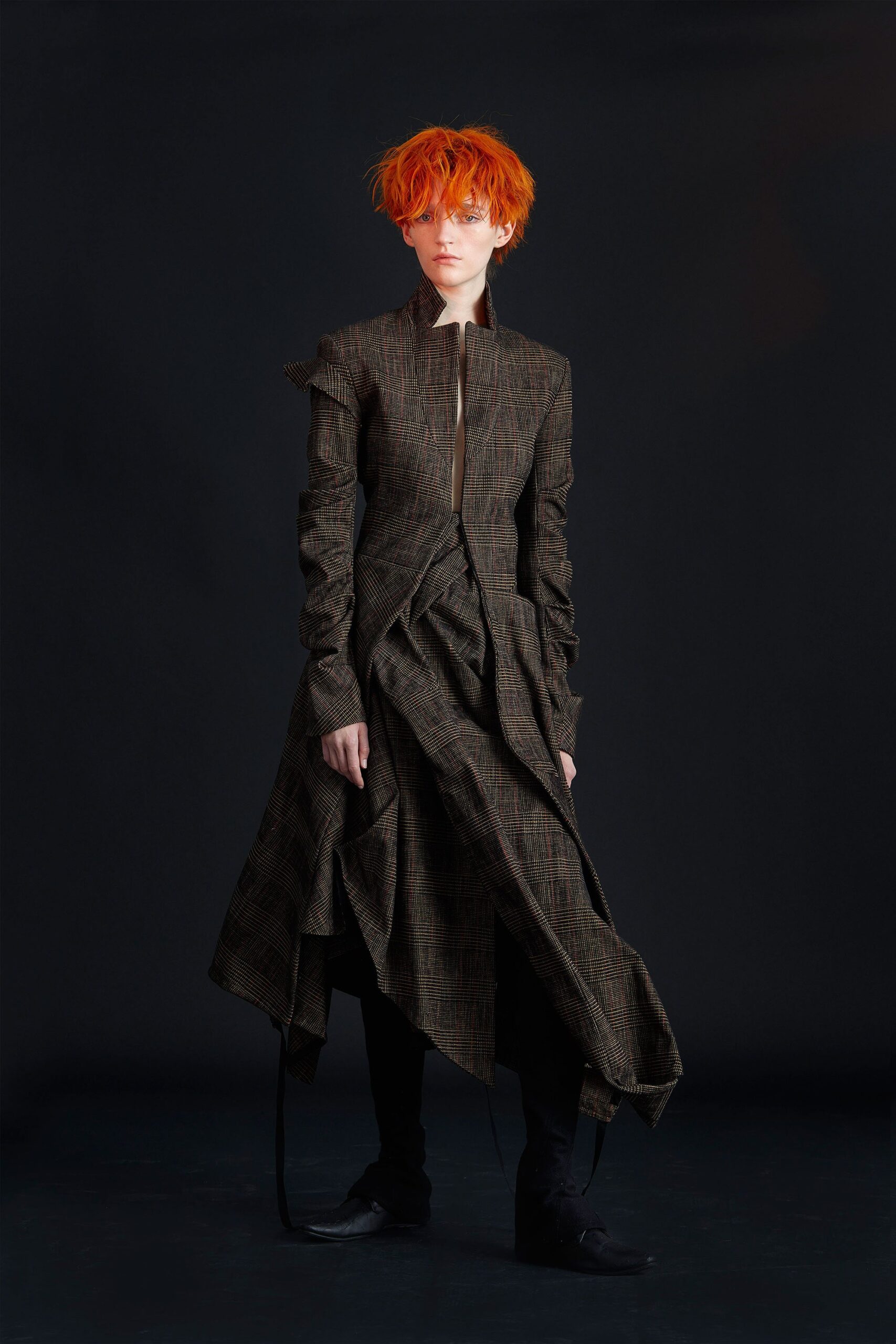 brown and black asymmetric dress