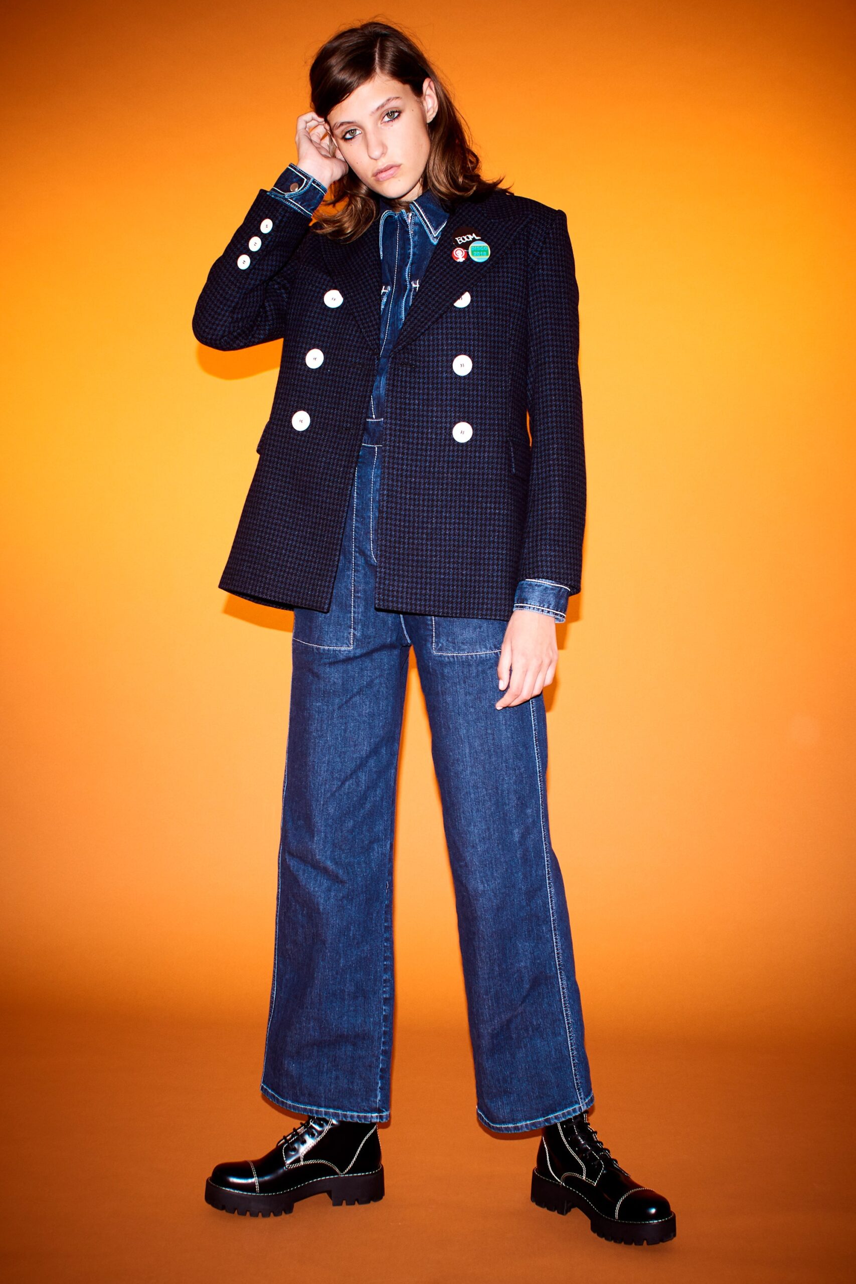 blue denim relaxed wide-leg pants