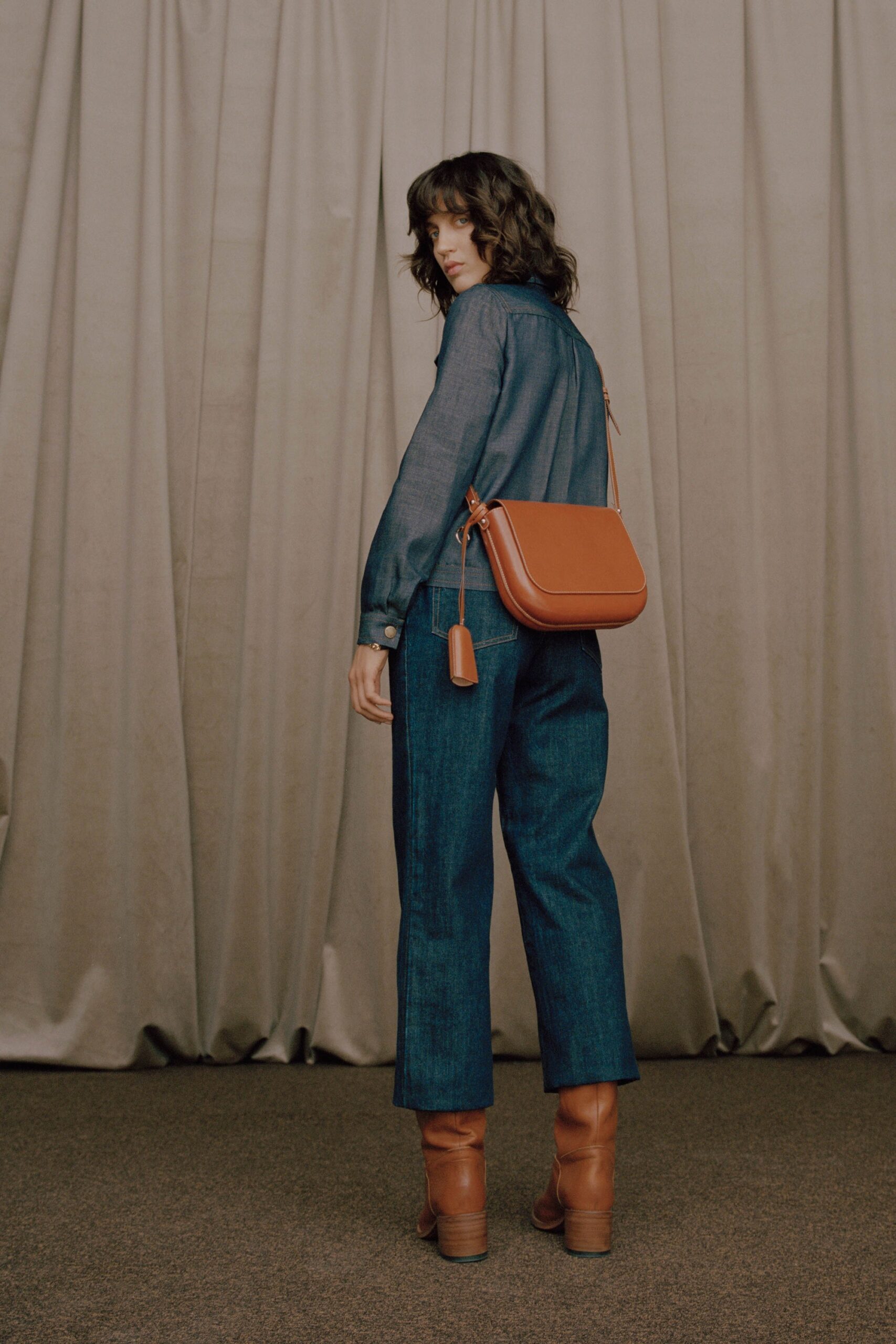 blue cotton shirt with denim pants