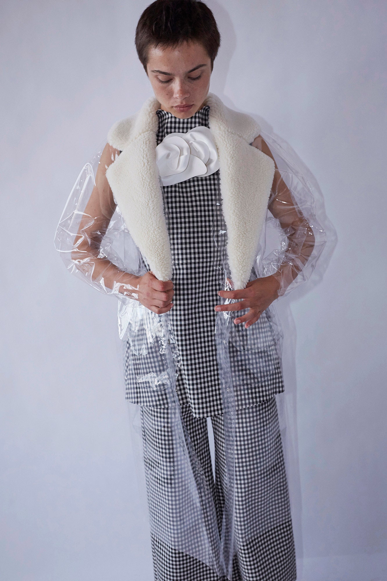clear vinyl oversized sheer coat