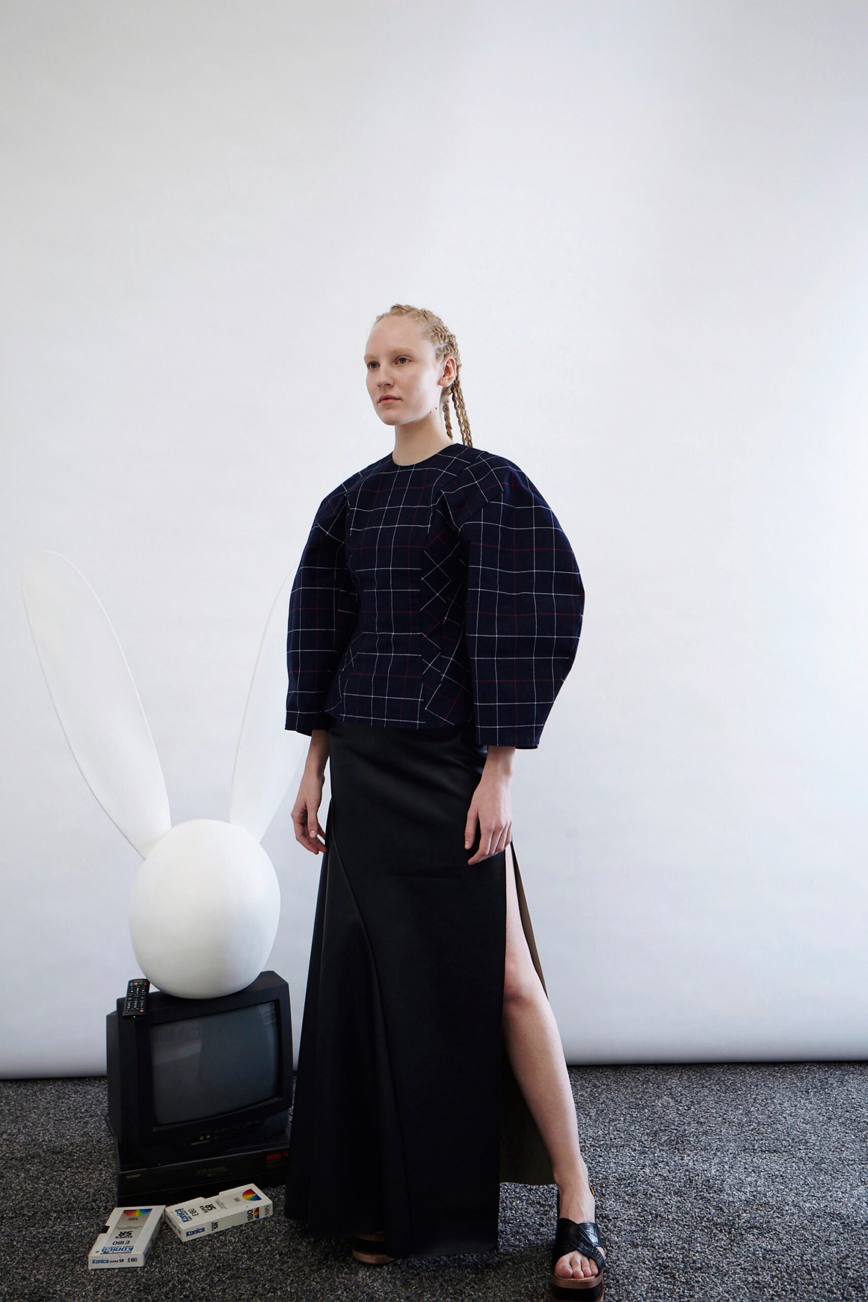 black midi skirt with relaxed top