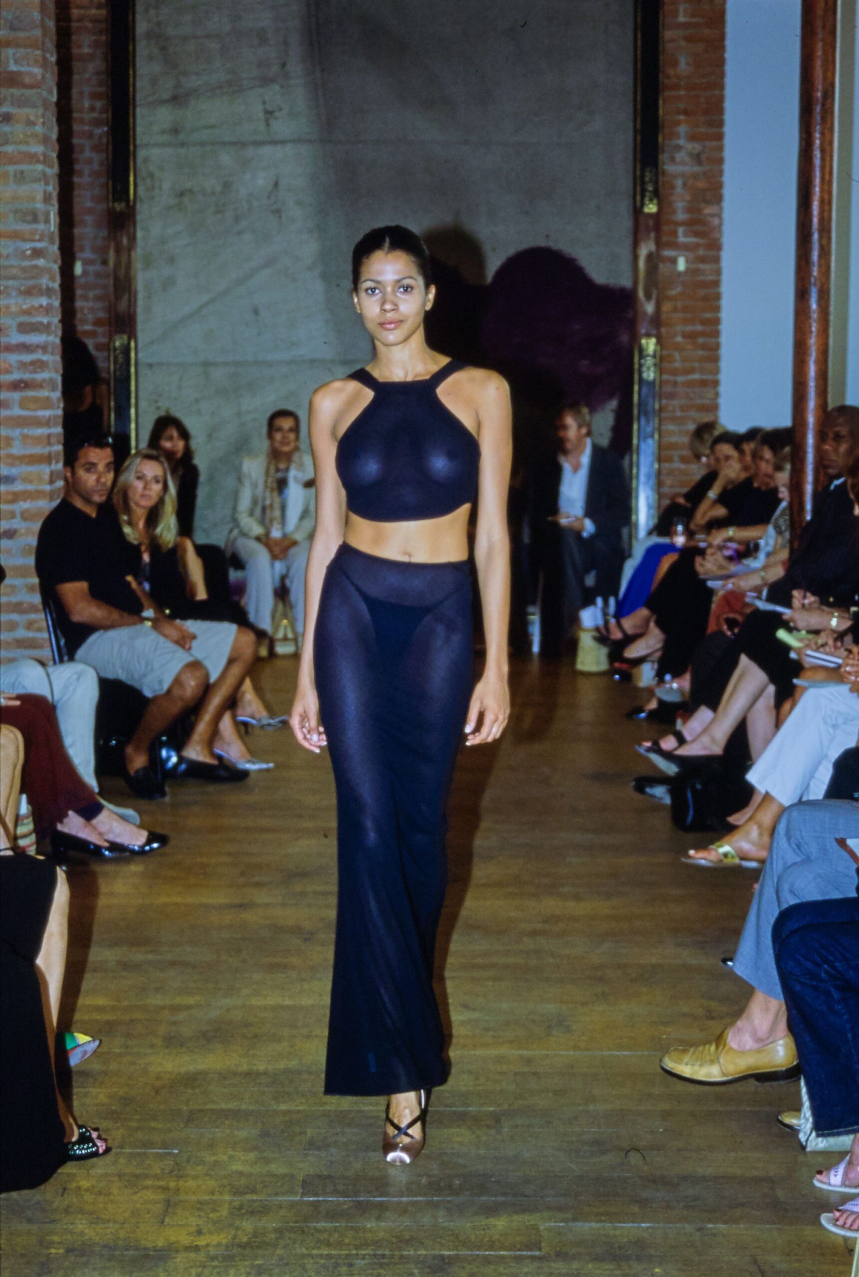 black mesh top and skirt