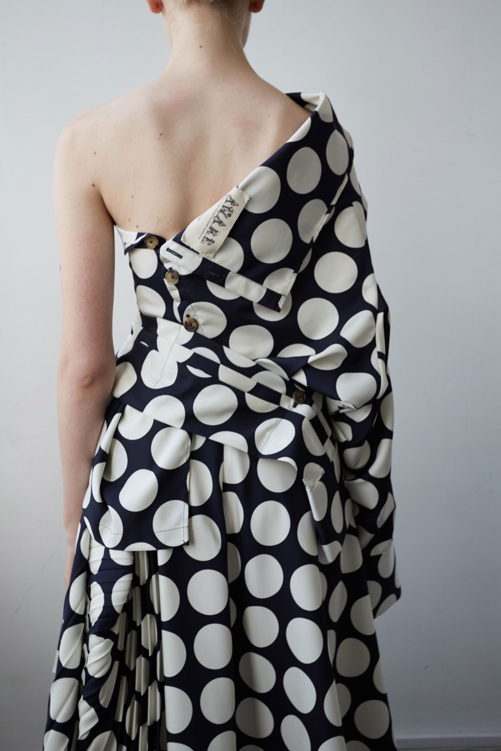 black and white polka-dot dress