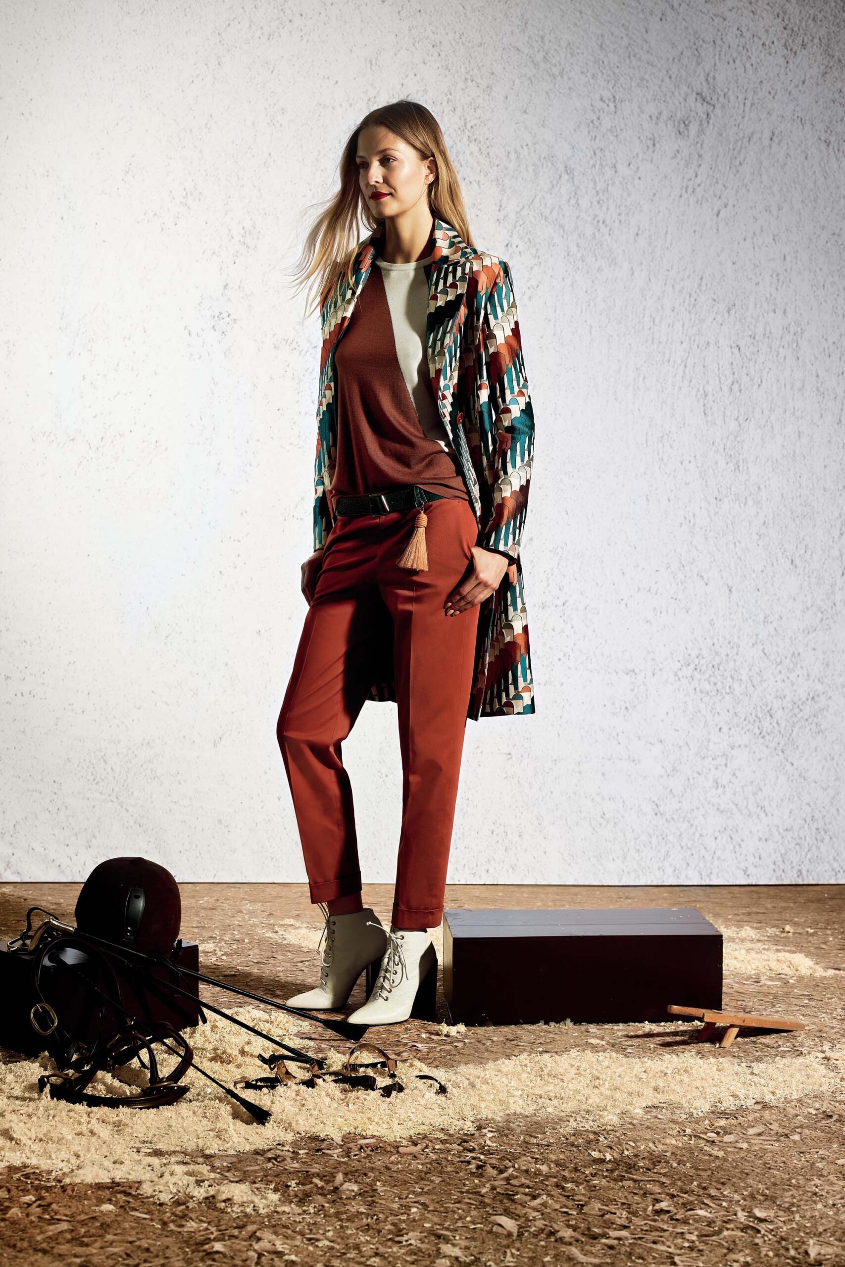 multi-colored silk coat with fitted top