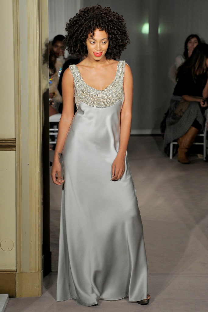 silver silk beaded gown