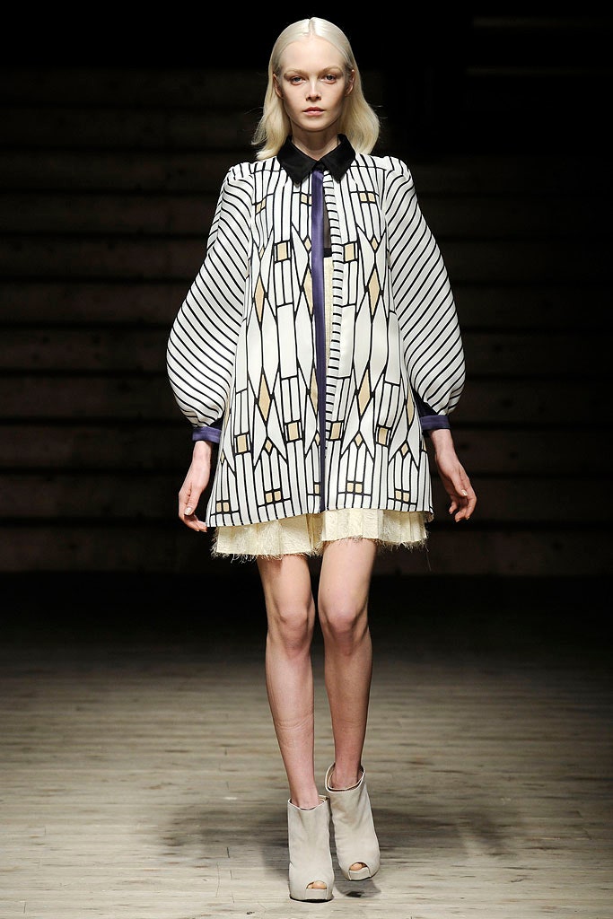 white and black printed dress