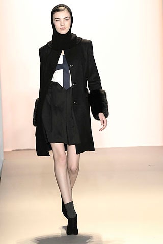 black wool coat and mini dress