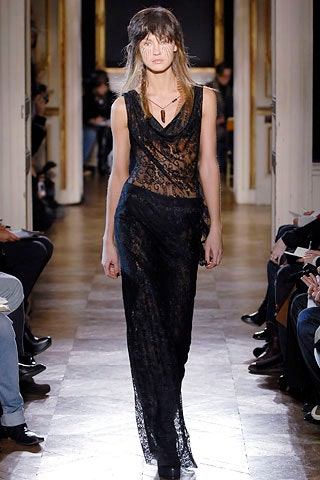black lace fitted gown