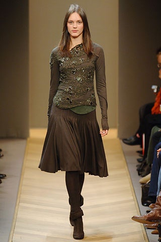 embroidered green top with flared skirt
