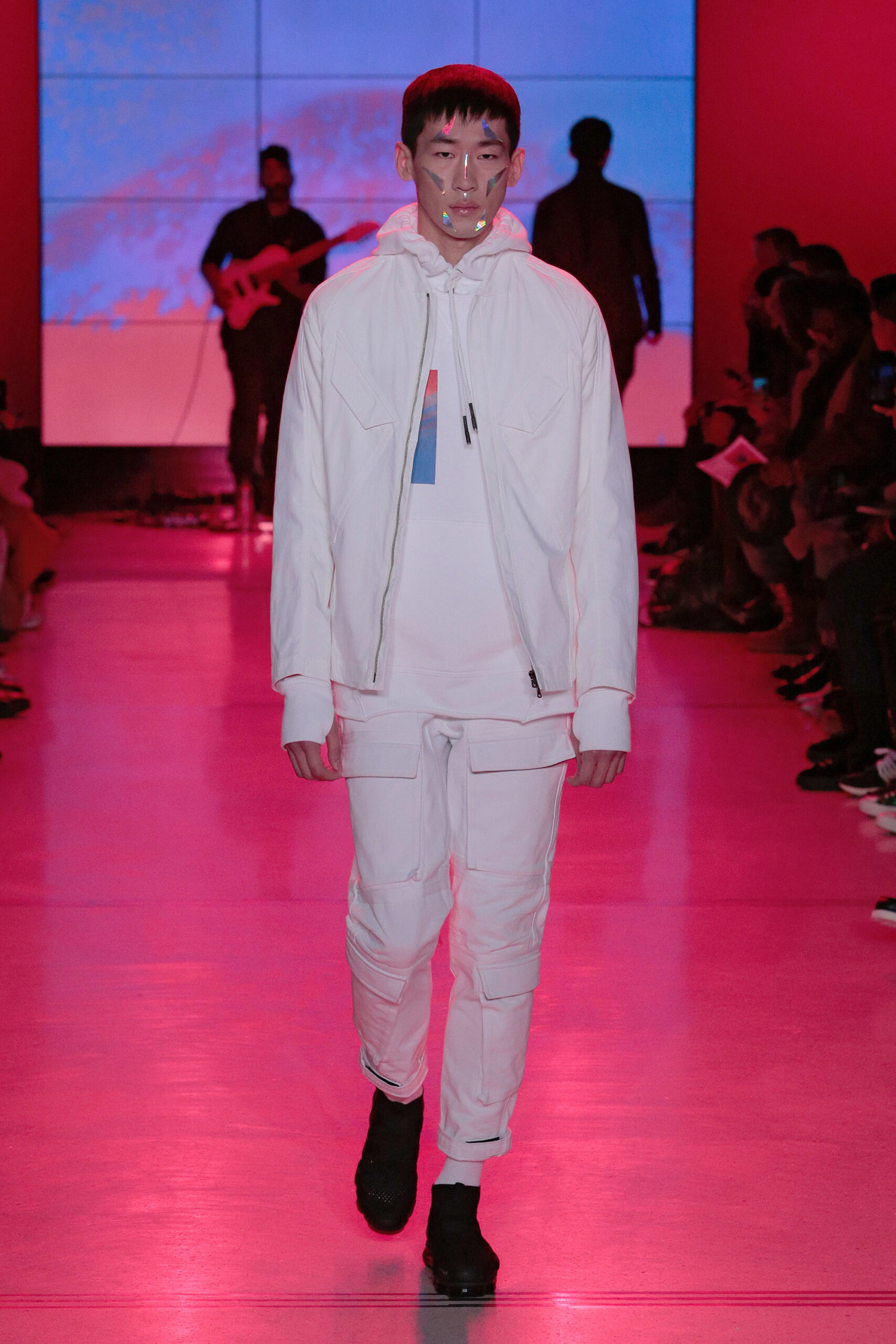 white fitted jacket and pants