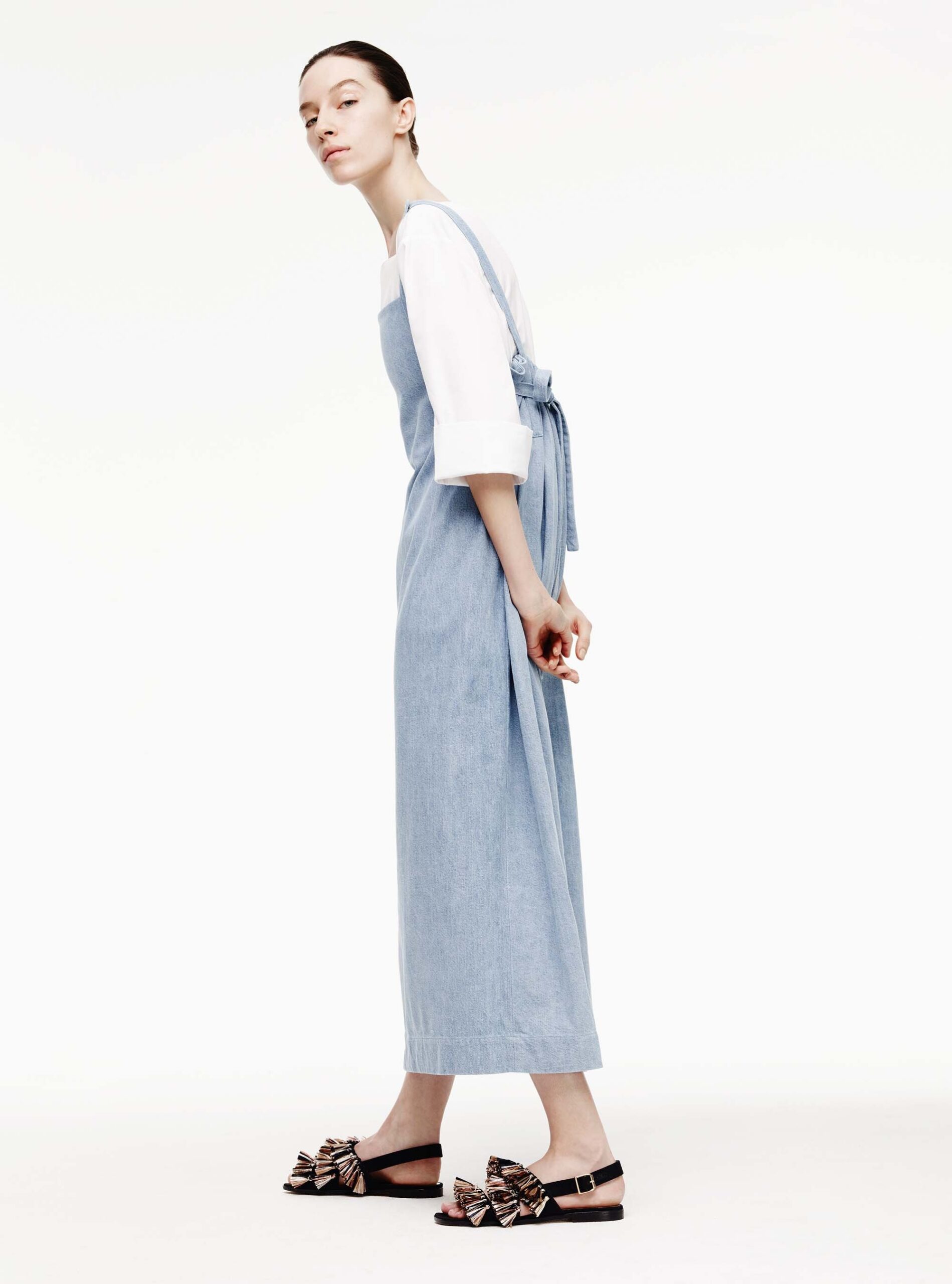 white cotton long-sleeve collared relaxed top