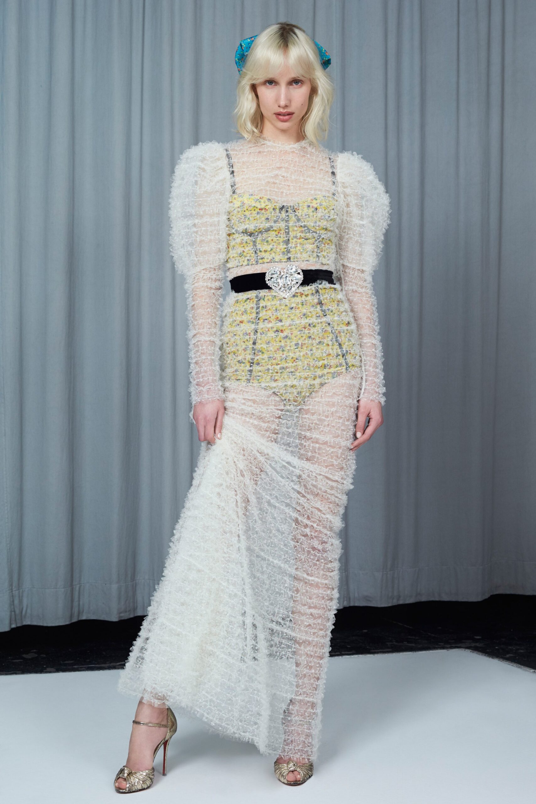 sheer white and yellow layered dress