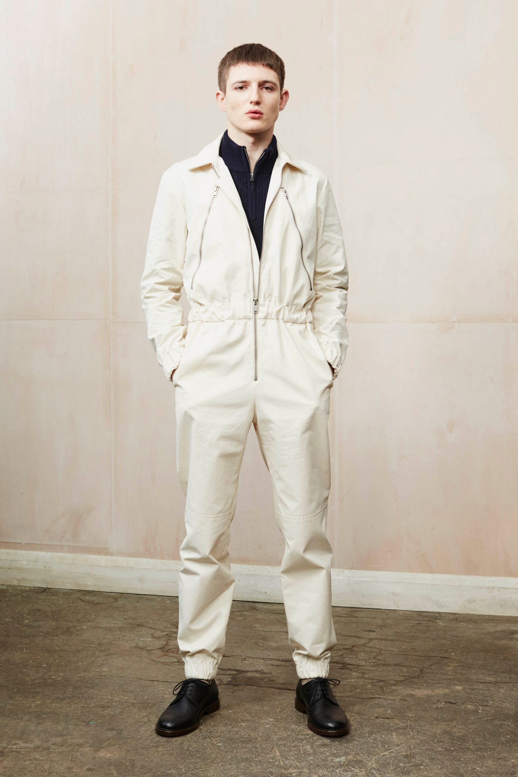 white fitted cotton jumpsuit