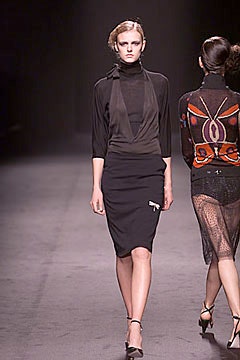 black fitted top and pencil skirt