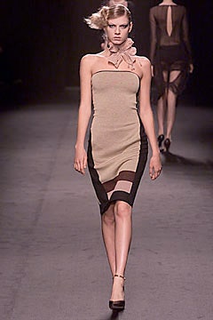 beige and black fitted dress