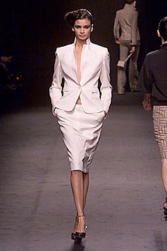 fitted white cotton suit