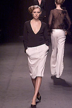 black fitted top white pencil skirt