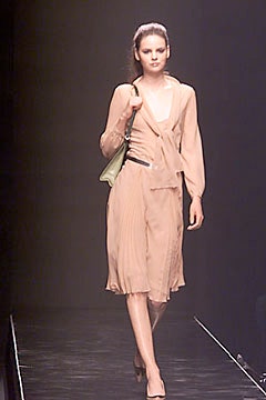 beige silk pleated dress