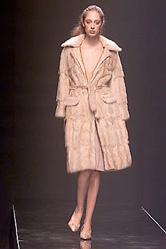 beige fur belted coat