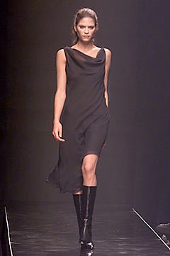 black silk draped midi dress with boots