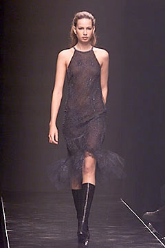 black sheer halter dress with boots