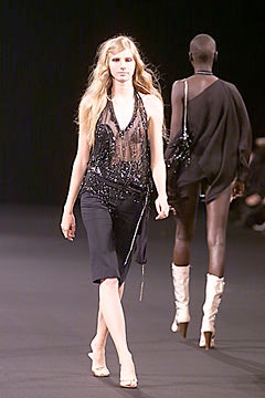 black sequined sleeveless top and shorts