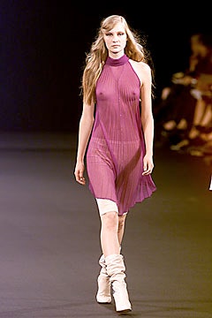 fitted purple pleated dress