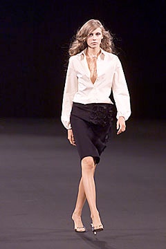 white fitted shirt and black pencil skirt