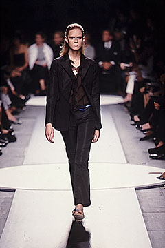 black cotton slim straight-leg pants