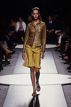 yellow silk short-sleeve fitted flared mini skirt