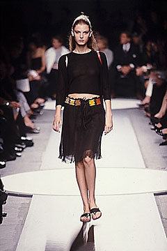 black chiffon fitted high-waisted tiered flowing mini skirt