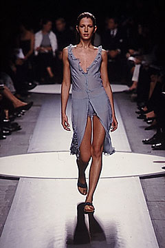 blue silk sleeveless dress