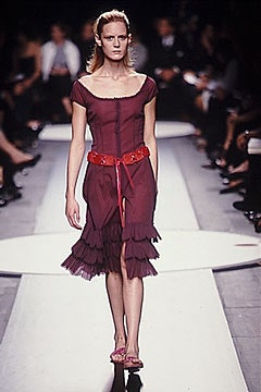 red silk sleeveless v-neck fitted ruffled tiered dress