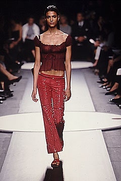 red silk sleeveless v-neck fitted ruffled cropped top