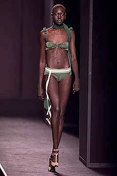 green ruffled bikini