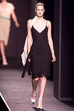 fitted black silk dress