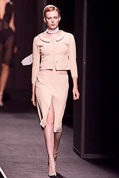 beige fitted blazer and skirt