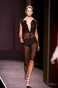 sheer black silk shirt and pants