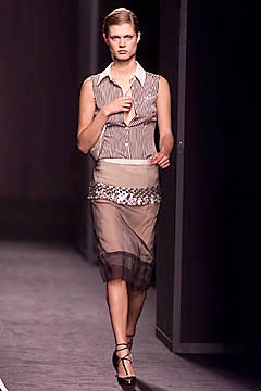 beige silk fitted high-waisted pleated sheer skirt