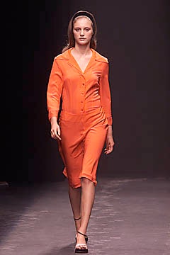 fitted orange cotton dress
