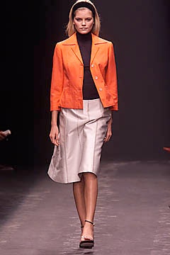 orange cotton long-sleeve collared tailored buttoned jacket