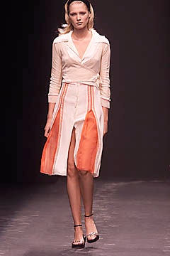 white and orange fitted dress
